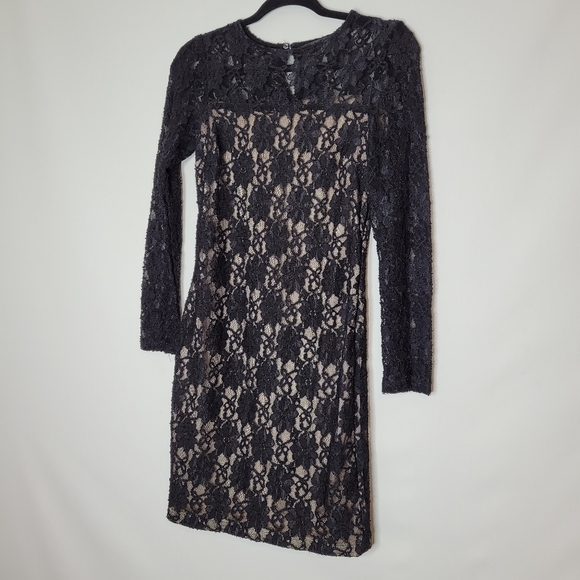 Zara Black Lace Flower Embroidered Dress - Picture 3 of 12